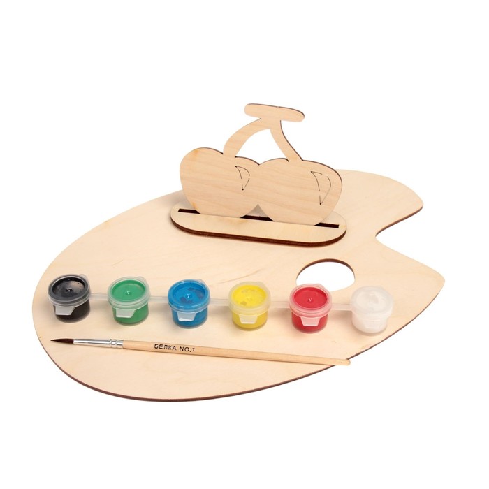 Палитра художника «Поделка №4», набор: акриловые краски и кисть, в пластиковой сумочке