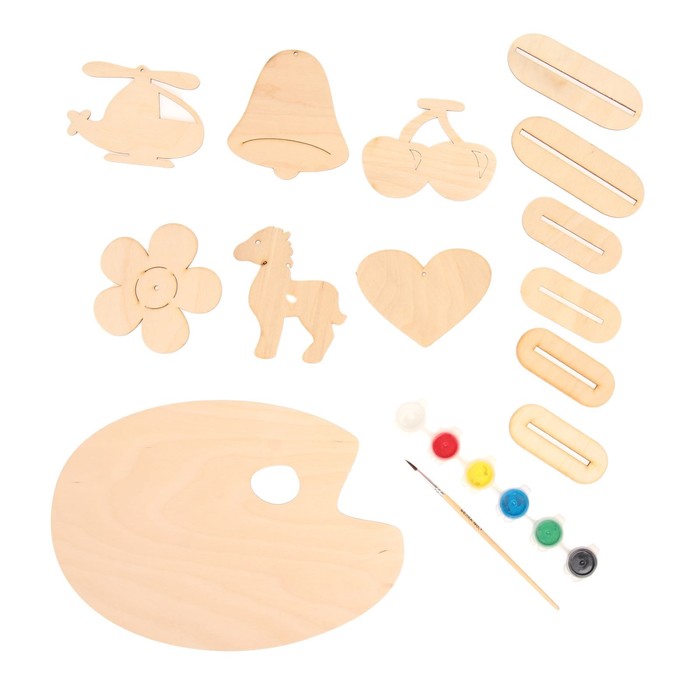 Палитра художника «Поделка №4», набор: акриловые краски и кисть, в пластиковой сумочке