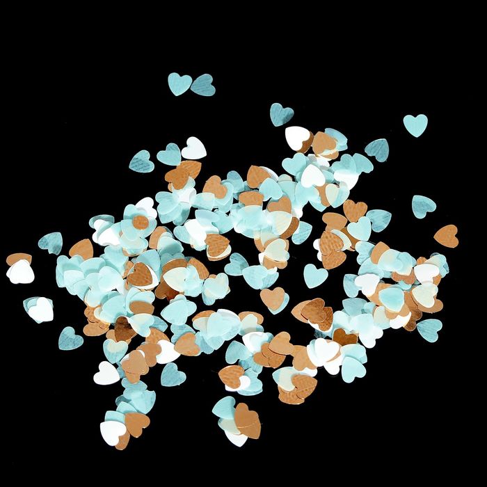 Камифубуки для декора ногтей "Сердечки", цвет белый/голубой/золотой