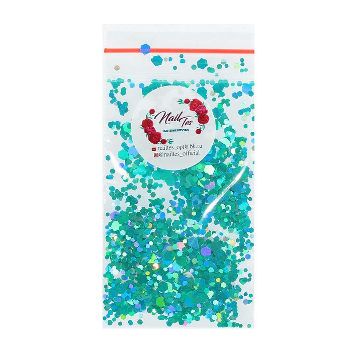 Камифубуки для декора ногтей "Шестигранники", цвет бирюзовый