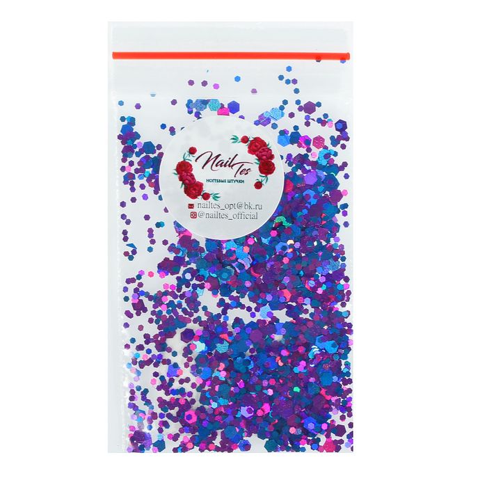 Камифубуки для декора ногтей "Шестигранники", цвет фиолетовый