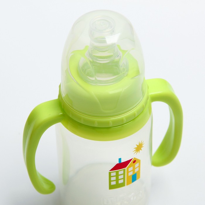 Бутылочка для кормления с ручками, средний поток, 140 мл, от 4 мес., цвета МИКС