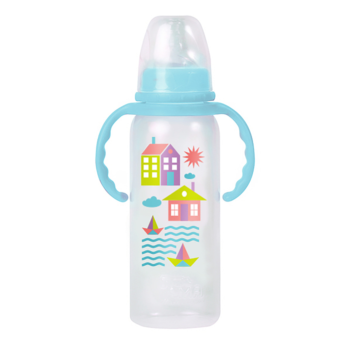 Бутылочка для кормления с ручками, быстрый поток, 240 мл, от 6 мес., цвета МИКС