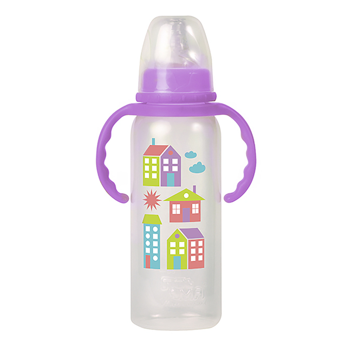 Бутылочка для кормления с ручками, быстрый поток, 240 мл, от 6 мес., цвета МИКС