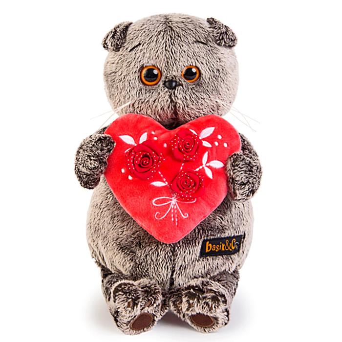 Мягкая игрушка "Басик" с красным сердечком, 22 см