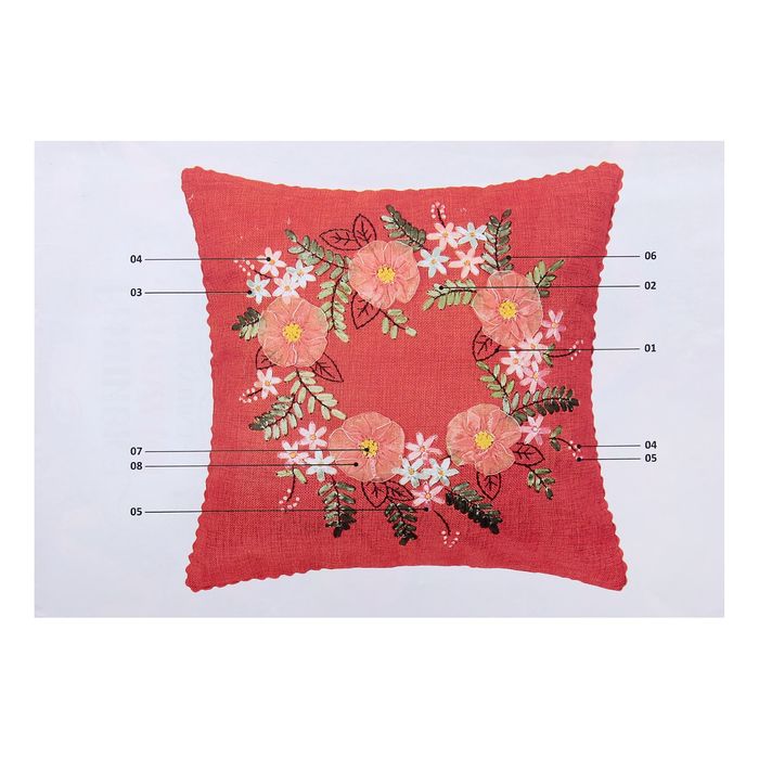 Вышивка лентами - наволочка "Вьюнок" размер 43*43 см