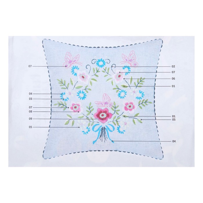 Вышивка гладью - наволочка "Ажурный букет" размер 43*43 см