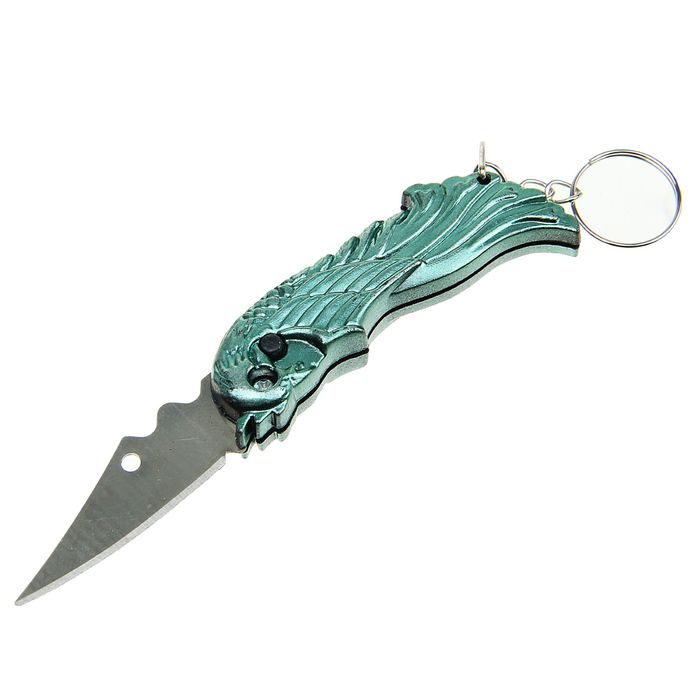 Нож "Петушок", кнопка, лезвие 4,7см с отверстием, микс, 11см