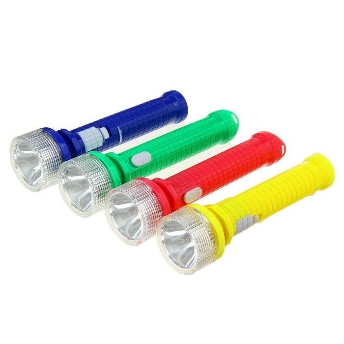 Фонарь 1 диод, рассеиватель прозрачная клетка, рукоять клетка, 3 круг бат, микс, 3.5х13.5 см