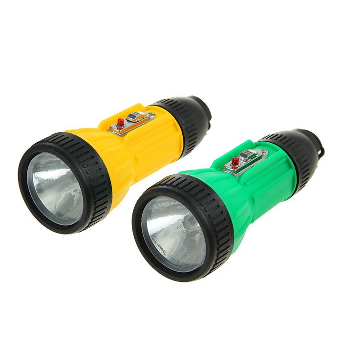 Фонарик ручной, 1 диод, рассеиватель чёрный, 1 D, микс