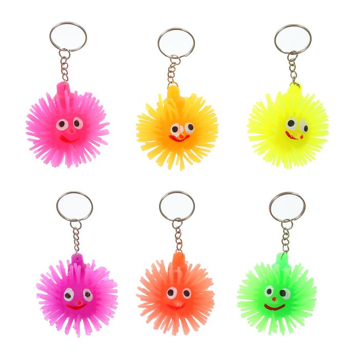 Ёжка резиновый "Чудик" световой на брелке, цвета МИКС