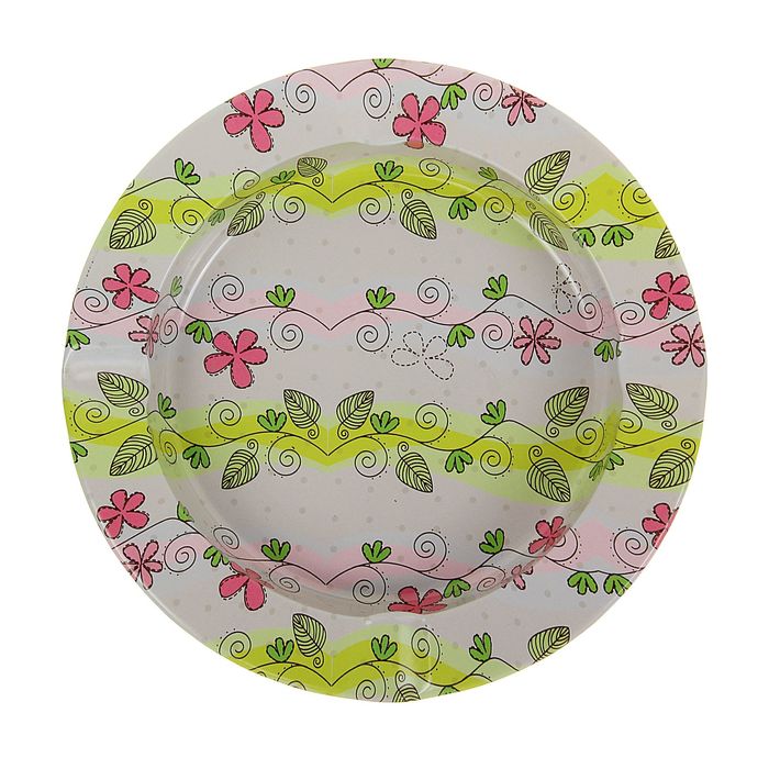 Пепельница круглая Цветы, микс 2х13см