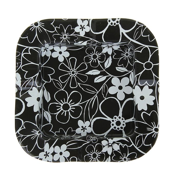 Пепельница квадратная Цветы, микс 2х13см