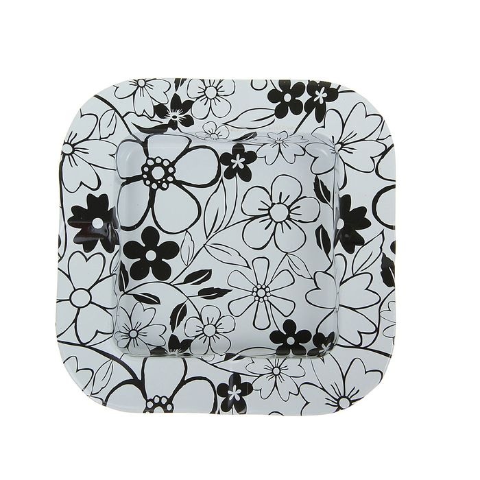 Пепельница квадратная Цветы, микс 2х13см