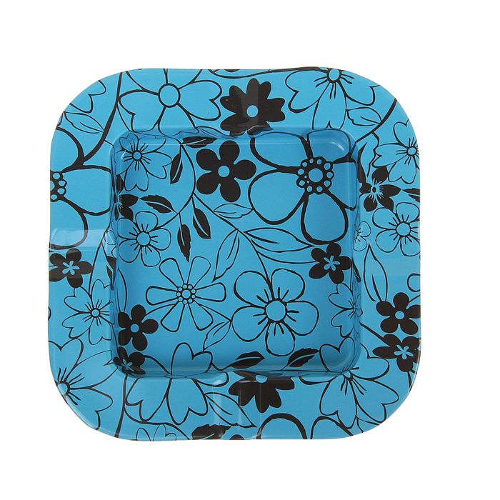 Пепельница квадратная Цветы, микс 2х13см