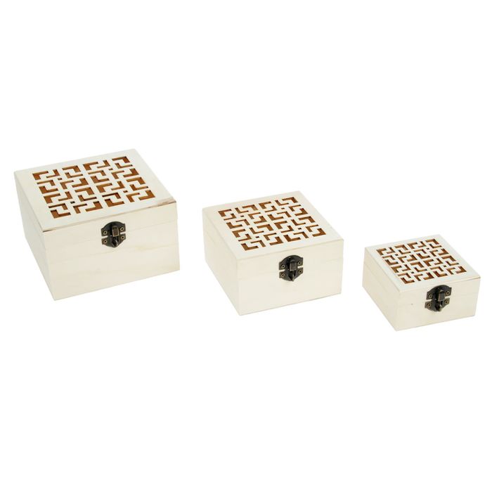 Шкатулка для росписи набор из 3 шт "Логика" 15х15х9 см, 12х12х7 см, 9х9х5 см