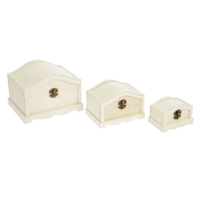 Шкатулка для росписи набор из 3 шт "Арка" 18х15х13,5 см, 10,5х14,5х10,5 см, 7,5х11х7,5 см