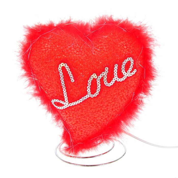 Светильник настольный резина "Сердце love" красный Е12 220В 17х13х11 см