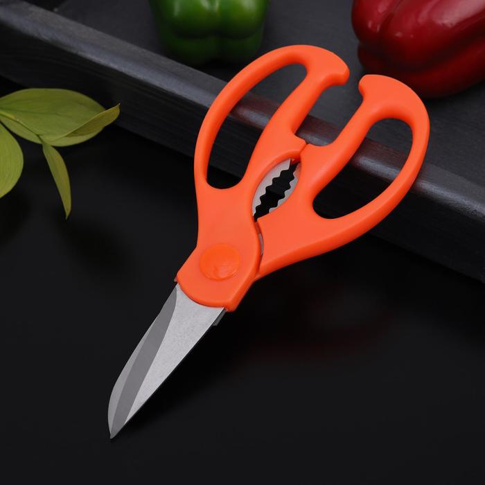 Ножницы кухонные Доляна «Ловкач», 19 см, цвет оранжевый