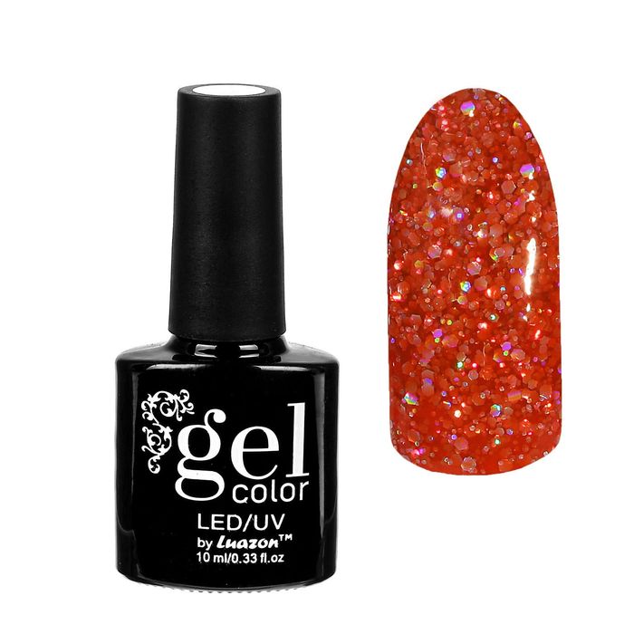 Гель-лак для ногтей "Искрящийся бриллиант", трёхфазный LED/UV, 10мл, цвет 005 оранжевый