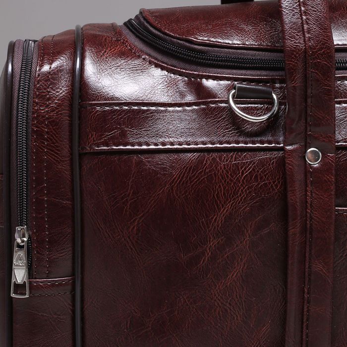 Сумка дорожная на молнии, 1 отдел, 5 наружных карманов, длинный ремень, цвет коричневая