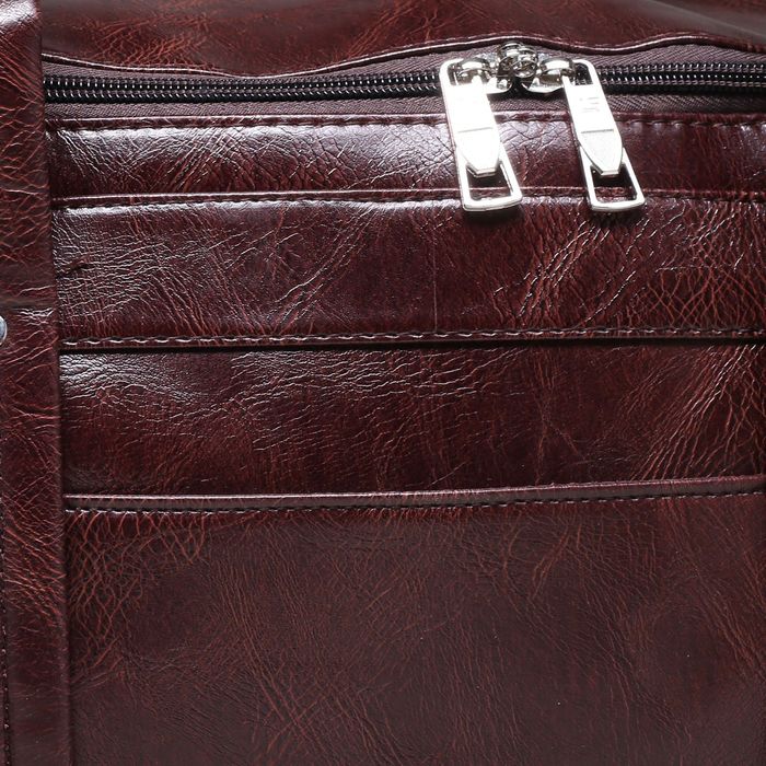 Сумка дорожная на молнии, 1 отдел, 5 наружных карманов, длинный ремень, цвет коричневый