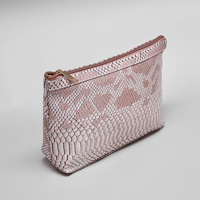 Косметичка простая на молнии "Хищница", 1 отдел, цвет кофейный