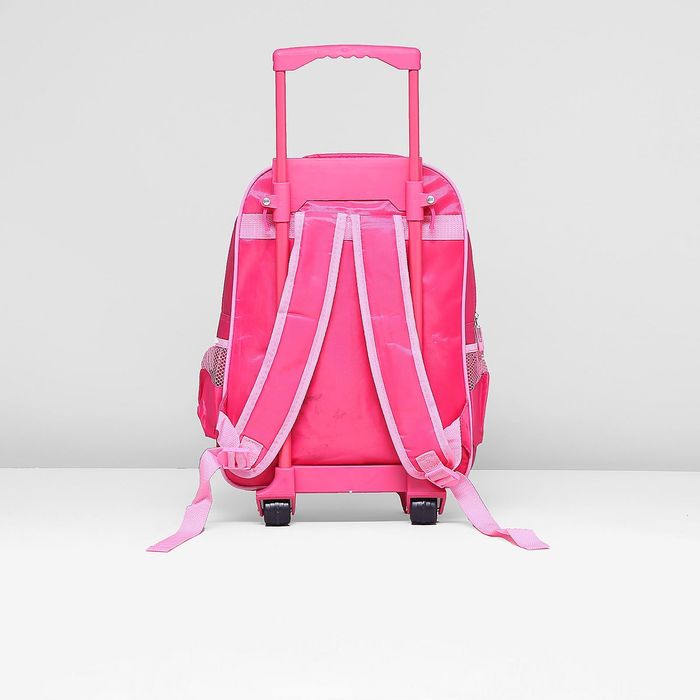 Рюкзак школ Бабочка, 32*12*40, с сумкой и косм, 1отд, н/карман, 2бок сетки, на кол.х, малин.