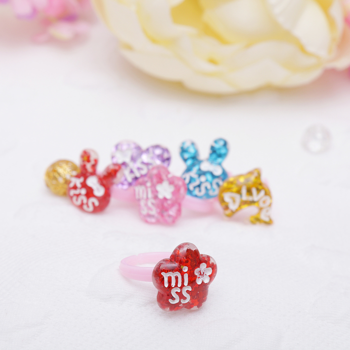 Кольцо детское "Выбражулька" блестка с надписью, форма МИКС, цвет МИКС, безразмерное