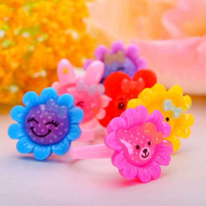 Кольцо детское "Выбражулька" цветочки, форма МИКС, цвет МИКС, безразмерное