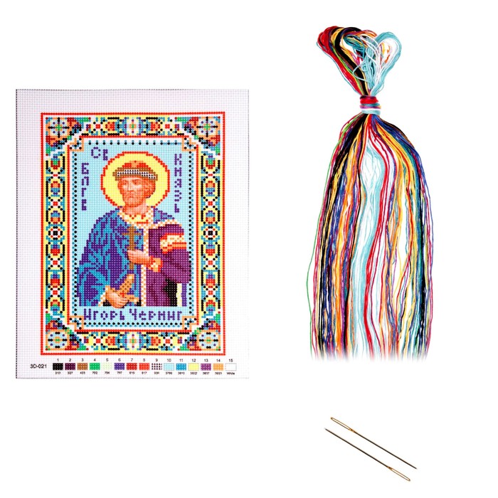 Набор для вышивания крестиком "Святой Игорь князь Черниговский" размер основы 21,5*29 см