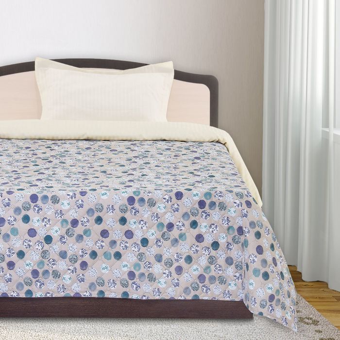 Покрывало ПРЕМИУМ рис 80-1 горох/полоска 180х205 см, микро-сатин 95 г/м2