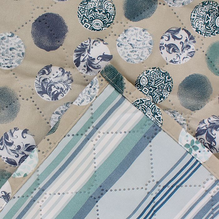 Покрывало ПРЕМИУМ рис 80-1 горох/полоска 180х205 см, микро-сатин 95 г/м2