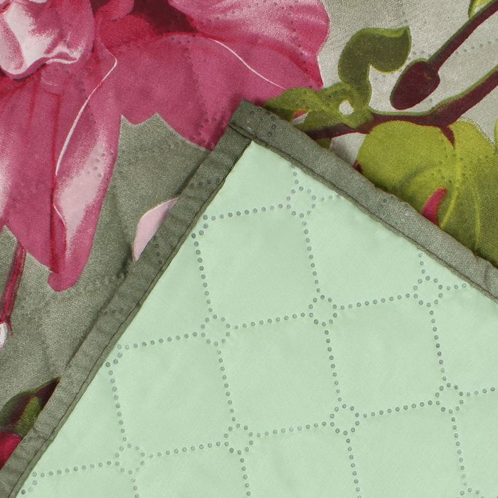 Покрывало ПРЕМИУМ рис 80im-9 зел/цветы 240х205 см, микро-сатин 95 г/м2