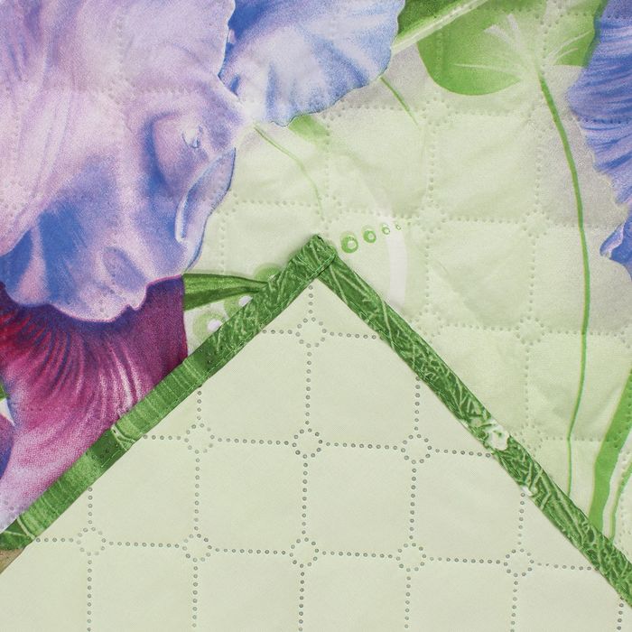 Покрывало ПРЕМИУМ рис 80im-11 зел/цветы 240х205 см, микро-сатин 95 г/м2