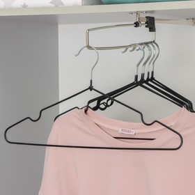 Вешалка-плечики для одежды Доляна, размер 40-44, антискользящее покрытие, цвет чёрный