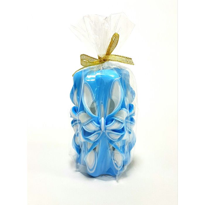 Свеча резная 10-11 см "Бабочка краса" Бело-голубая