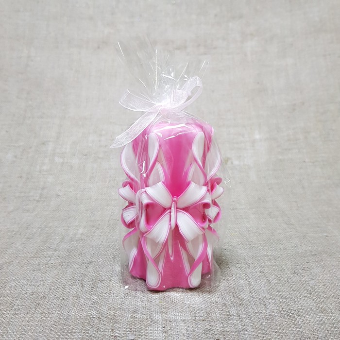 Свеча резная 10-11 см "Бабочка краса" Бело-розовая