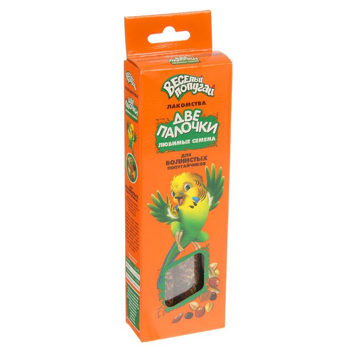 Лакомство "Веселый попугай Две палочки" для попугаев, любимые семена, 2 х 35 г