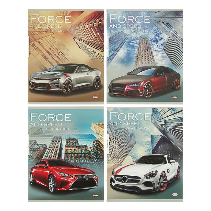 Тетрадь 60 листов клетка "Автомобили и небоскребы", картонная обложка, МИКС