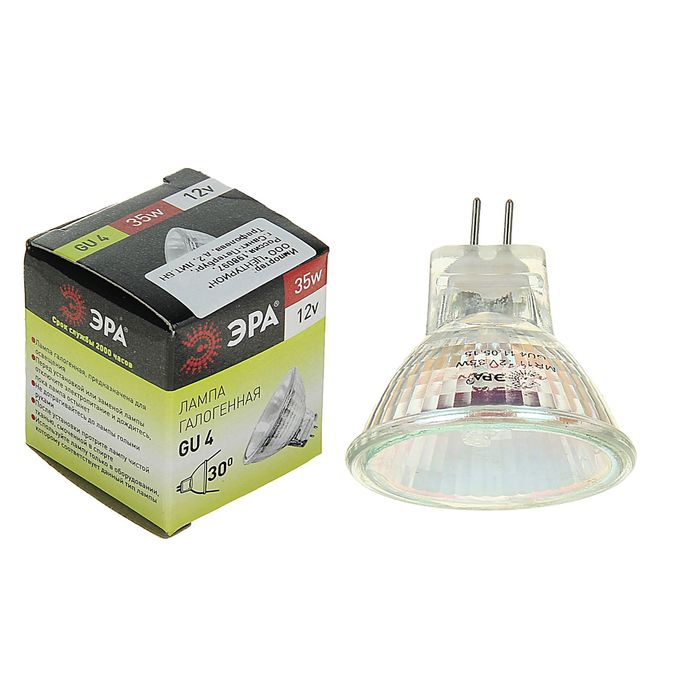Лампа галогенная ЭРА, GU4, MR11, 35 Вт, 12 В
