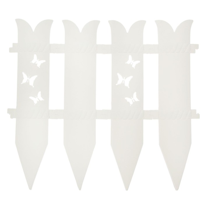 Ограждение декоративное, 36 х 240 см, 6 секций, пластик, белое, «Бабочка»