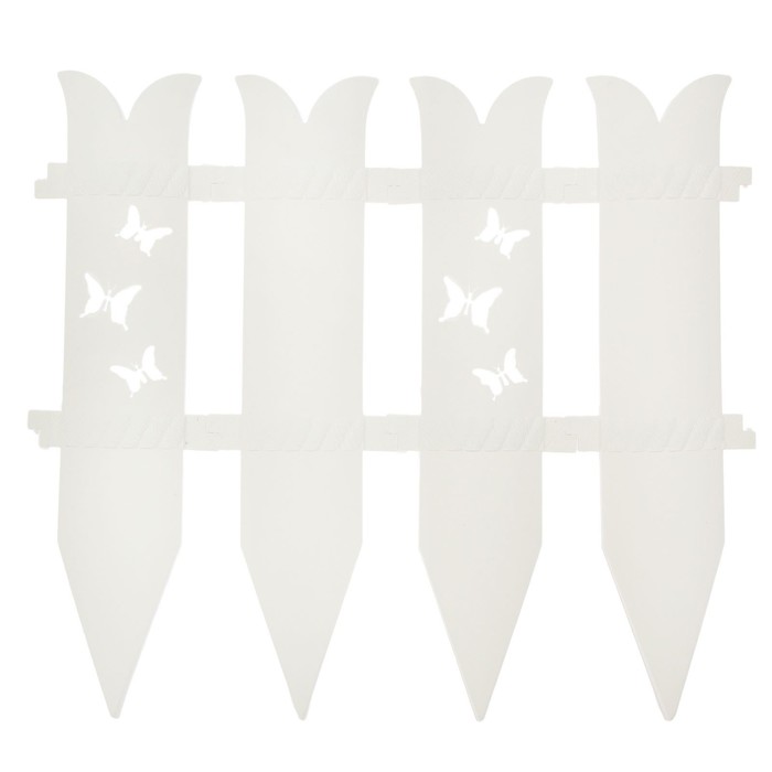 Ограждение декоративное, 36 х 240 см, 6 секций, пластик, белое, «Бабочка»