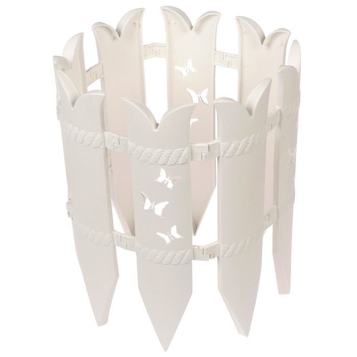 Ограждение декоративное, 36 х 240 см, 6 секций, пластик, белое, «Бабочка»