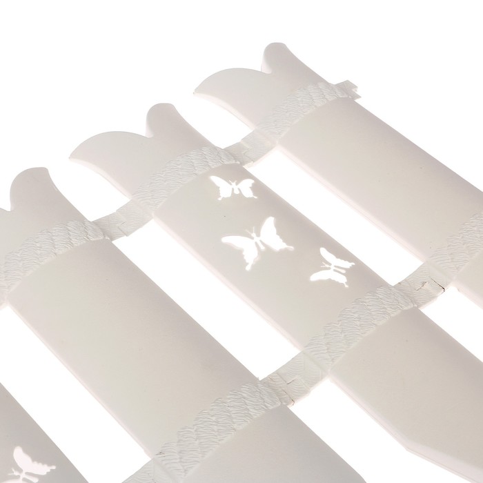 Ограждение декоративное, 36 х 240 см, 6 секций, пластик, белое, «Бабочка»