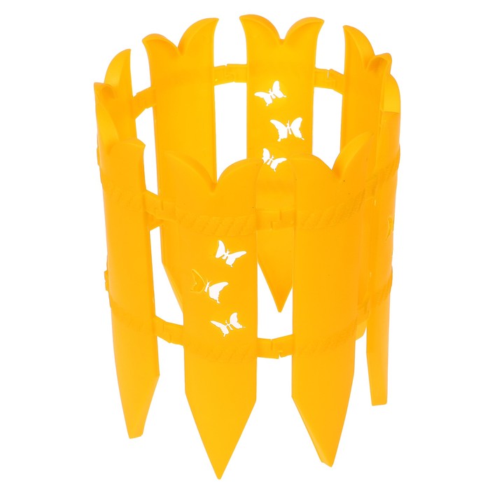 Ограждение декоративное, 36 х 240 см, 6 секций, пластик, жёлтое, «Бабочка»