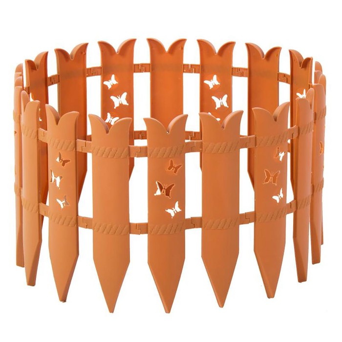 Ограждение декоративное, 36 х 240 см, 6 секций, пластик, терракотовое, «Бабочка»
