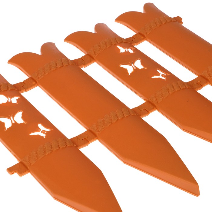 Ограждение декоративное, 36 х 240 см, 6 секций, пластик, терракотовое, «Бабочка»