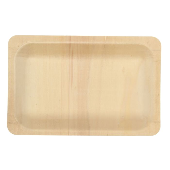 Тарелка одноразовая деревянная прямоугольная, 19,5х14х1,8 см