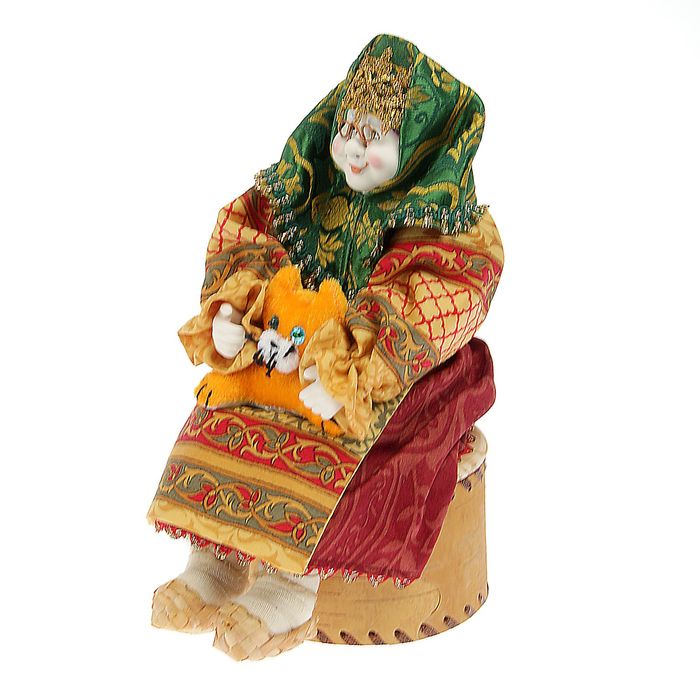 Сувенирная кукла-шкатулка "Бабуся с котиком"